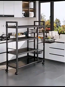 Kitchen Organizer Metal Heavy Duty Storage Shelving Unit with Wheels Large Capacity Mobile Utility Cart Easy to Move Organizer Shelves for Garage Kitchen