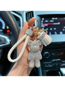 FENGHONGTAO | Bling Keychain Bling Full Diamonds Cute Braided Rope Tassel