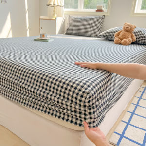 Dansunreve Plaid Bed Sheet Class A Fitted Bedsheet Japanese Style Mattress Cover Single/Super Single/Queen/King/Super King 格子床笠