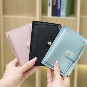 Pomelo Best PU Leather Small Wallet for Women Zipper Closure Multi Card Case with Snap Button