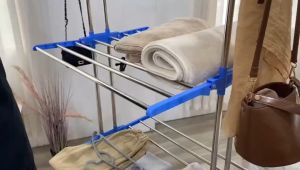 COD Rak Jemuran 3 Susun Rak Korea Tingkat Serbaguna Laundry Baju Stand Hanger Roda Multifungsi Rak Handuk Jemuran Outdoor Indoor