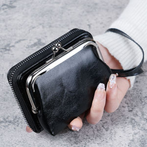 Retro Fashion Clip Wallet Multi-Card Short Ladies Wallet Card Holder Integrated Detachable Coin Purse Youth PU Leather