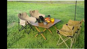 Customizable Color Outdoor Folding Table & Moon Chair Set - Ideal for Camping Picnics Tailgating
