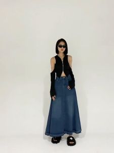 JUMBO-S-5XL Rok Jeans duyung Retro/Highwaist 7/8 Rok Denim Korea Style/midi skirt premium terbaru