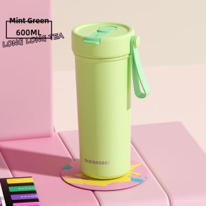 Portable Large Capacity Insulated Coffee Straw Cup for Women Fashionable Cool Style Stainless Steel Water Bottle Beverage Container