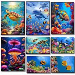 1000PCS Jigsaw Puzzle Underwater World Dolphin Turtle Shark And Sealife Ocean Scene For Adults Living Room Home Decor Gift