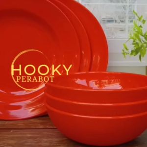 Promo paket piring dan mangkuk melamin isi 6 pcs 3 piring bulat 9 nch 3 mangkuk bulat 7 inch