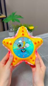 ของเล่นเด็กนาฬิกาปลาดาวดนตรีปลาดาวเดินเวลาการศึกษามีแสงไฟและเสียงเพลงปลาดาวโต้ตอบดนตรีปลาดาว