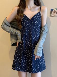 plus Size Womens Summer Sleeveless V-Neck Dress Cardigan Set High Waist A-Line Skirt Floral Print Commute Style Two-Piece Suit