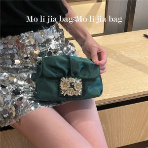 2023 ใหม่เพชรประดับพับกระเป๋าคลัทช์สี่เหลี่ยม สำหรับงานกลางคืน กระเป๋าถือ Underarm Chain กระเป๋าสะพายไหล่เดี่ยวสําหรับผู้หญิง