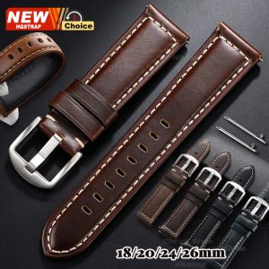 New Brown Oil Wax Leather Watch Straps 18mm 20mm 22mm 24mm 26mm Universal Watch Band Women Men Wristband Quick Release Bracelet