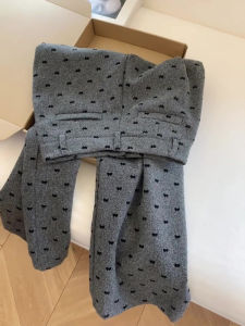 กางเกงขายาวทรงตรงเอวสูงสีเทาสไตล์เกาหลีสำหรับผู้หญิง กางเกงขายาวทรงหลวมขากว้างสำหรับฤดูใบไม้ร่วง ดีไซน์ใหม่