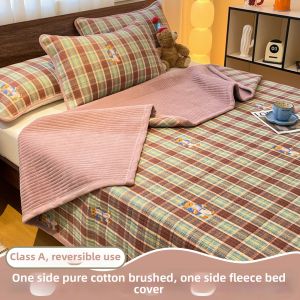 NAIYOUCHENG | Cotton Flannel and Plush Bed Cover Set All Seasons Anti-slip