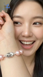 Premium S925 Sterling Silver 10MM Shell Pearl Bracelet | Elegant Purple & Pink High Luster Round Pearls | Luxury Gift for Her | High-End Jewelry for Weddings & Parties