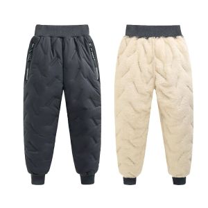 Eshi quần dày cho bé trai quần vải bông mùa đông quần cotton cô gái tuổi teen len cừu ấm áp quần vải bông bé trai sang trọng