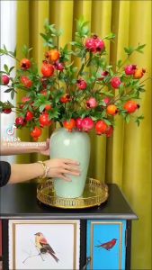 Cành lựu giả trang trí nhà cửa cành lựu giả cao cấp 5-9 quả phụ kiện trang trí Tết sang trọng phú quý may mắn