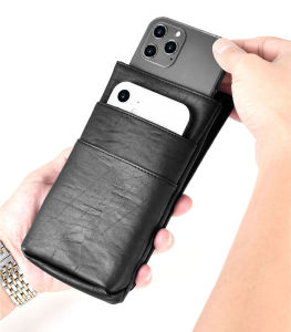 กระเป๋าคาดเอวแบบมีสายรัดแบบมีซิปสำหรับใส่โทรศัพท์มือถือแบบตั้งได้สำหรับผู้ชาย กระเป๋าใส่บัตรขนาดเล็ก หนัง PU สไตล์ธุรกิจ