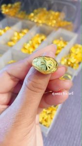 แหวนหุ้มทอง ลายหัวใจจิกเพชร สีสุกเหมือนทองจริง ขนาด 2 สลึง
