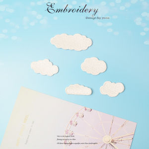 White Cloud Embroidery Fabric Stickers Self Adhesive Mobile Phone Bag iPad Case Decorative Stickers DIY Creative Cartoon Universal