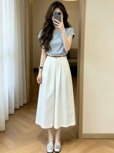 Shalldoer | Bộ Đầm Ngắn Tay Ngắn Phong Cách Hàn Quốc Thoáng Mát Elegance cho Mùa Hè