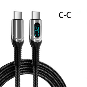 120W Digital Display Super Fast Charging Data Cable Nylon Woven Anti Bending USB to Type C Cable Type C Charger Cord For Laptop/Tablet
