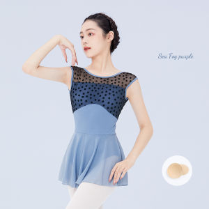 daydance | Ballet Leotards for Women Gymnastics Leotards Dress Adult Flocking Splice Dance Bodysuits Sleeveless Ballet Dance Leotards