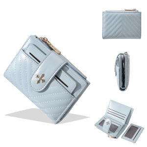 New Womens Short Wallet High Quality Large Capacity Card Holder Zipper Female Coin Wallet Simple Removable Card Clip