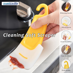 JustLiving 1PCS Kitchen Scraper Oil Stain Cleaning Silicone Spatula Cake Baking Pastry Gadgets Dirty Pan Pot Dishes Cleaner Tools Cream Spreader Knife Food Grade High Temperature Resistant