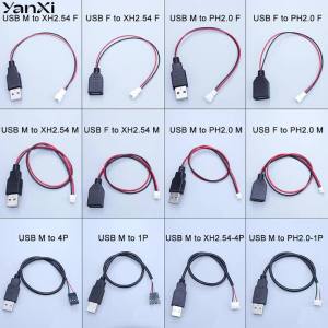 1Piece USB Female Male to XH2.54 PH2.0 XH1.25 2Pin 4Pin Terminal Wire Power Cord USB Socket Extension Cable Touch Screen Cable