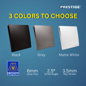 [SIRIM] PRESTIGE SENSE Switches & Socket 13A 15A 20A Suis Soket Multi Wall Socket Switch 插座 Ultra Small Black Switch
