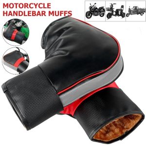 1 Pair Winter Motorcycle Handlebar Muffs Windproof Rainproof Thermal Insulation Thick Warm Grip Cover for Scooter Bike Riding