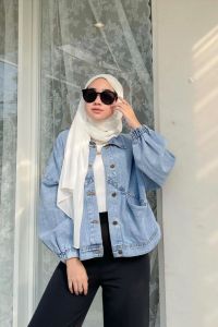 JAKET WANITA - SURAYA JEANS - ATASAN WANITA - JAKET JEANS AESTHENTIC - TRENDI - KOREA STYLE