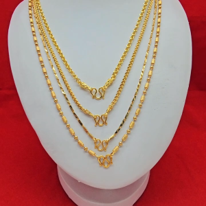 สร้อยคอทอง ลายห่วงคู่ หางกระรอก ปล้องเหลี่ยม ไข่เป็ด ความยาว 24 นิ้ว เสริมบารมี ใส่ออกงานได้ ชุบทองติดทน สวยเป๊ะไม่โป๊ะ