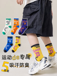 Boys Socks Pure Cotton Spring and Autumn Kids Sports Teenagers Boys Basketball Students Childrens Tube Socks Autumn