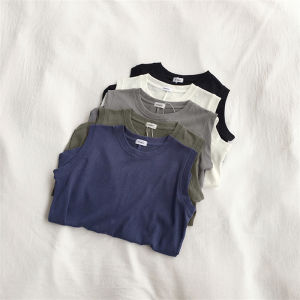 Art Luo เสื้อกั๊กสายผ้าฝ้ายสําหรับผู้หญิงหลวมพอดีสไตล์ฤดูร้อนแขนกุดระบายอากาศด้านในสวมใส่รูปแบบคอกลม