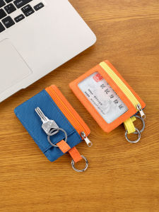 Dopamine Split Color Mini Wallet Portable Lightweight Coin Purse Two-In-One Fashion ID Card Holder Womens Handbag