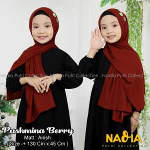 Kerudung Anak Pasmina Berry Bahan Jersey Airish / Jilbab Anak Usia 2-7 Tahun / Kerudung Kekinian Model Terbaru by Nadia