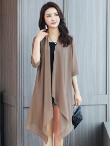 Western Style Fashion Chiffon Shirt Womens Loose Thin Sun Protective Clothes Coat Summer New Arrival Plus Size Plus Size Ladies Shawl Air Conditioning Shirt