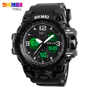 SKMEI 1155B Mens Student Watch Outdoor Sport Wristwatch Alarm Split Time Stopwatch Hourly Chime 50m Waterproof EL Backlight Week Digital Calendar