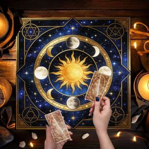 VIKAMA Sun Moon Phase Hexagram Starry Sky Constellation Altar Cloth Tarot Card Tablecloth Wika Astrology Divination Ceremony Mat
