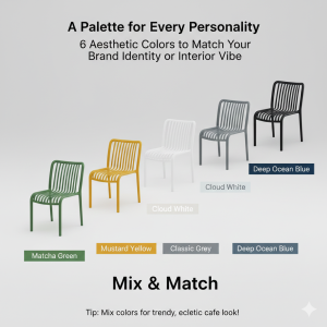 Global Plastic Chair Thickened Dining Chair Outdoor Chair Coffee Chair Home Chair Waterproof Stackable