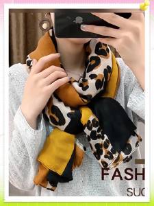 Fashionable Summer Travel Leopard Print Scarf Womens New Style Autumn Winter Atmosphere Sense Large Grid Air Conditioned Shawl