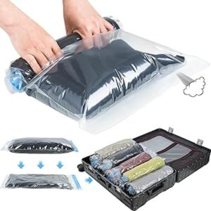 Compression Bags for Travel- Travel Essentials 10 Pack Space Saver Bags No Vacuum or Pump Needed Vacuum Storage for Clothing
