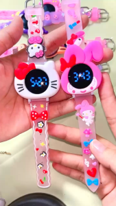 Jam Tangan Digital Anak Perempuan dengan Motif Karakter Imut Hello Kitty Kuromi Melody Labubu