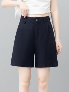 MEITESIJIAONU | Blue Casual Linen Shorts Mid-Thigh