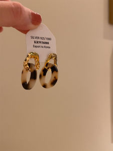 Retro Patchwork Leopard Print Ring Earrings Metal Sensation Unique Design Hong Kong Style Fashion Jewelry Circular Hoops