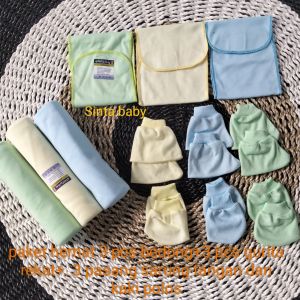 paket hemat 3 pcs Bedong+3 pcs gurita rekat+3 pasang sarung tangan dan kaki polos