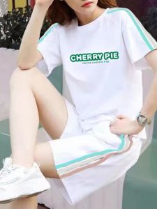 ชุดกีฬาลำลองสองชิ้นสำหรับผู้หญิง Pure Cotton Quick Dry Short Sleeve กางเกงขาสั้น แฟชั่นฤดูร้อนใหม่ ชุดกีฬาลำลองสำหรับวัยรุ่น