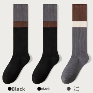 miiow | Womens Mid-Calf High-Calf Color Block Leg Socks Autumn Winter Thickened Warm Polyester Viscose Nylon Spandex Blend Socks
