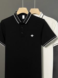 Áo Thun Polo Đính Thêu Sang Trọng Mùa Hè Thường Ngày Tay Ngắn Cổ Polo Nam Áo Thun Nam Dáng Ôm Vừa Vặn Chất Liệu Cotton Pha Trộn